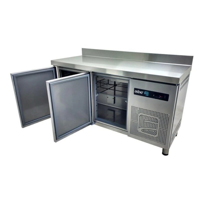 Mesa Refrigerada De Trabajo 60 Cm Profundidad Con Lambrin 10 Cm ASBER ASTR-60 HC Asber ASTR-60 HC Mesa Refrigerada 2 puertas Solidas 9 Pies3 Acero Inoxidable 