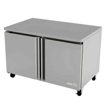 Asber AUTR-48 HC Mesa Refrigerada Bajo Mostrador 2 Puertas Solidas 11.8 Pies Acero