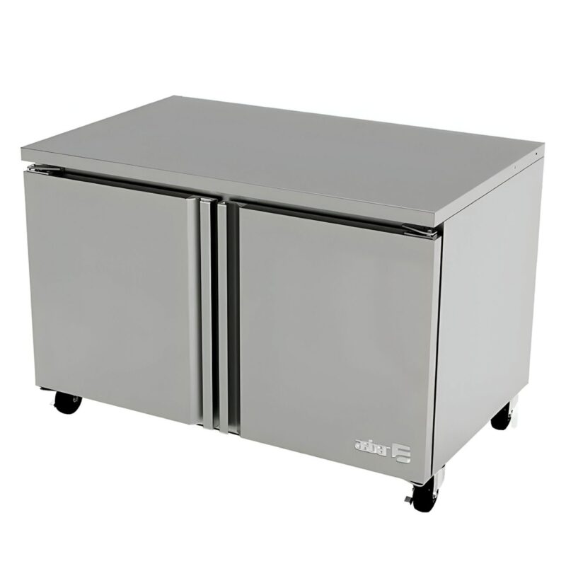 Asber AUTR-48 HC Mesa Refrigerada Bajo Mostrador 2 Puertas Solidas 11.8 Pies Acero