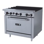 Estufa Industrial Asber AER-6-36 Estufa a Gas de 6 Fuegos Abiertos + Horno 36"