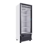 Refrigerador Industrial con 1 Puerta de Cristal 12 ft METALFRIO RB270 El Refrigerador Industrial METALFRIO RB270 es una excelente opción para negocios que requieren una solución eficiente, compacta y confiable para la conservación de productos. Con un diseño vertical de una puerta de cristal, este refrigerador ofrece un acceso rápido y una vista clara de los productos almacenados, lo que facilita tanto la organización como la exhibición.