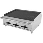 Asador Industrial A Gas Piedra Volcanica ASBER AECRB-36 Asber AECRB-36 Asador a Gas - Piedra Volcánica 36" Acero Inoxidable 