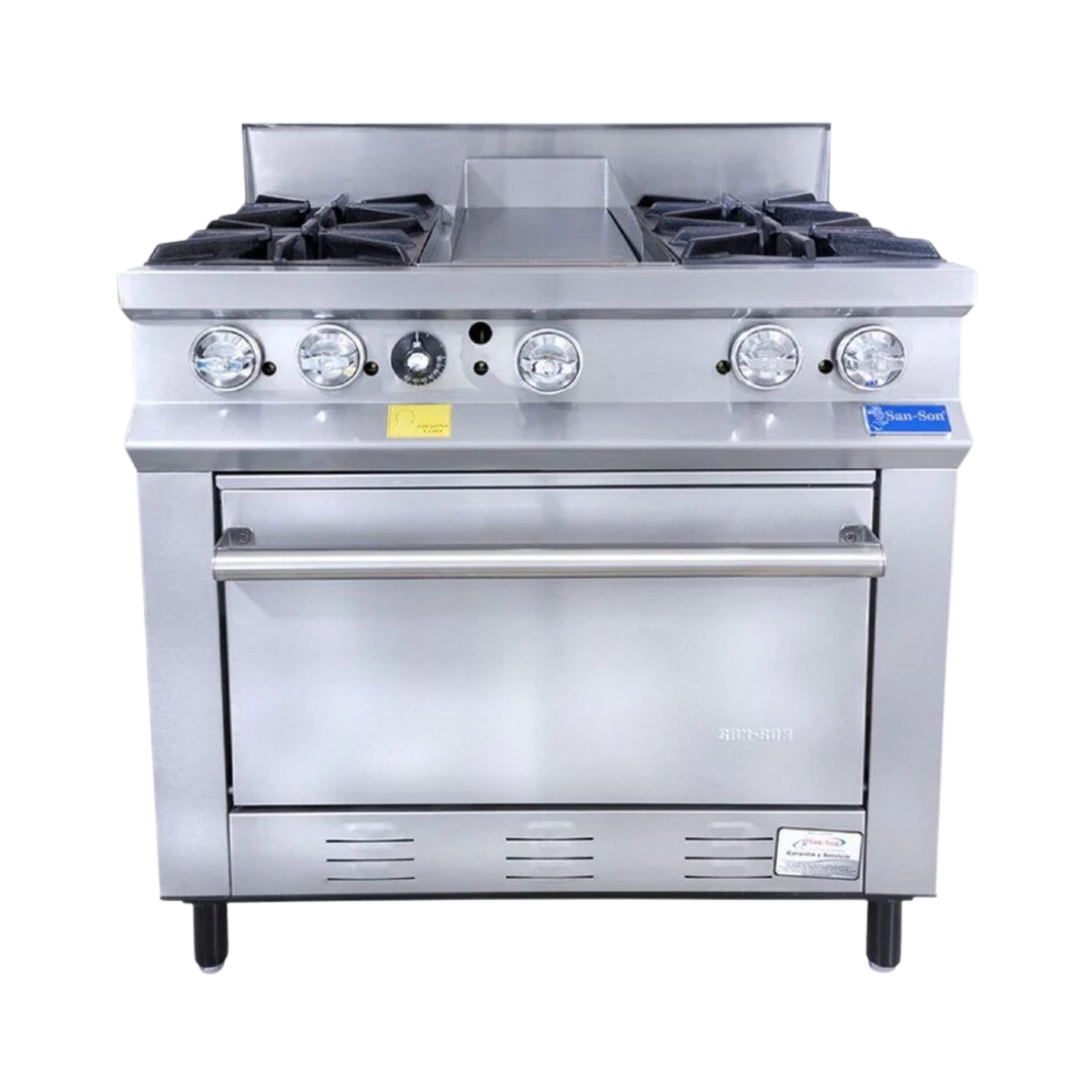 SAN-SON SSE4QP Estufa de 4 Quemadores con Plancha + Horno SAN-SON