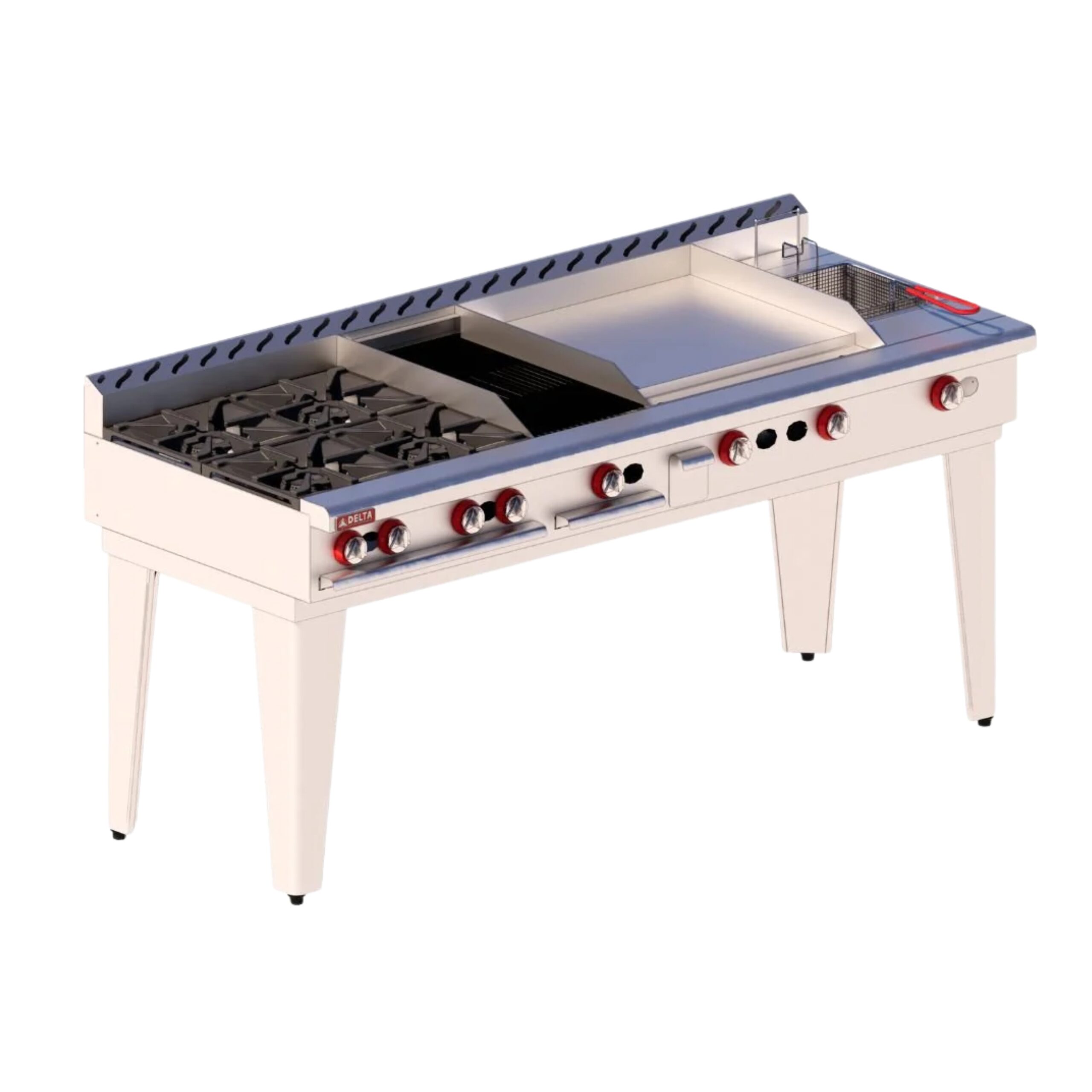 DELTA Estufa 2 Quemadores con Asador Freidora y Plancha TOP DELTA EM-M