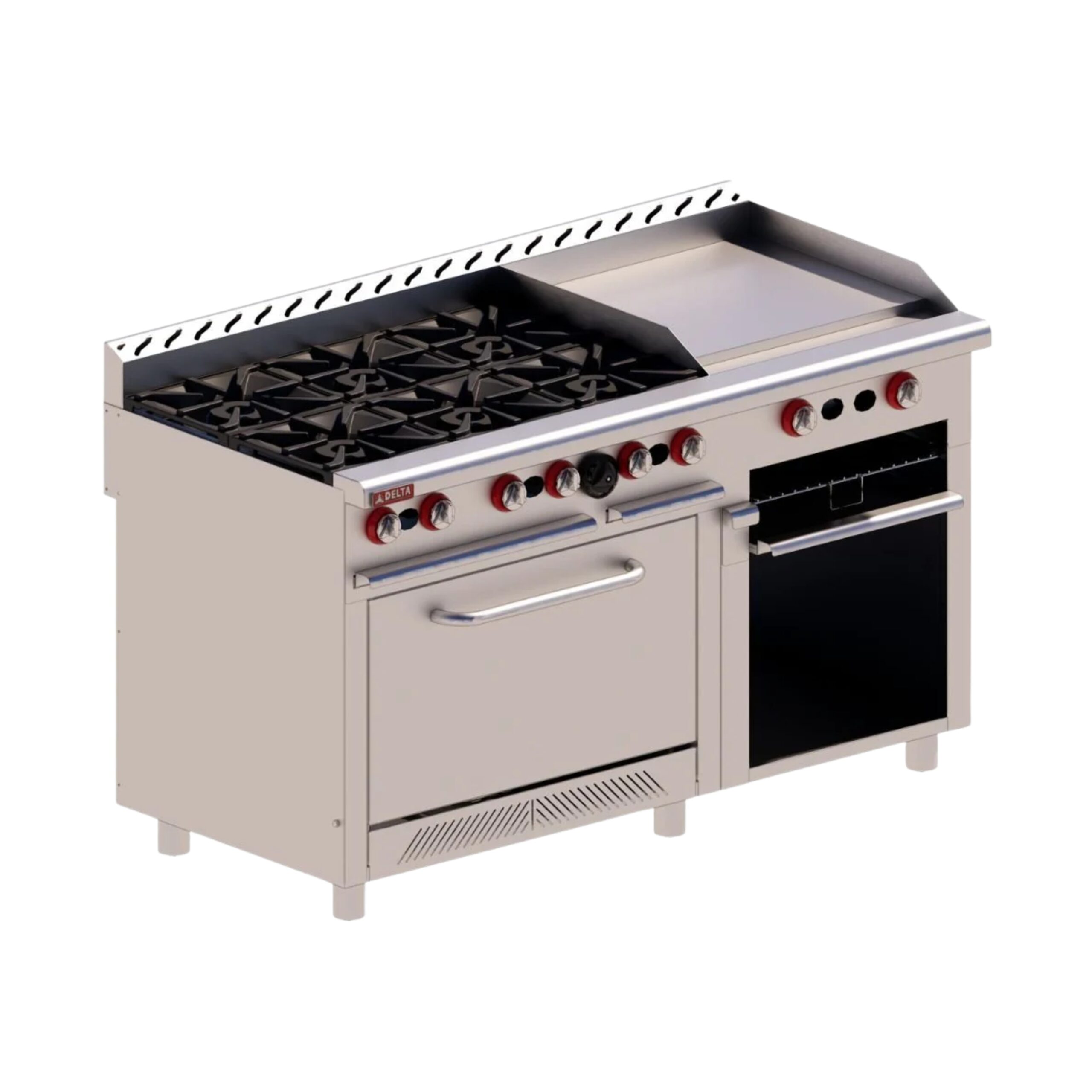 DELTA Estufa 6 Quemadores (24”) con Plancha MIX DELTA H-6-GA