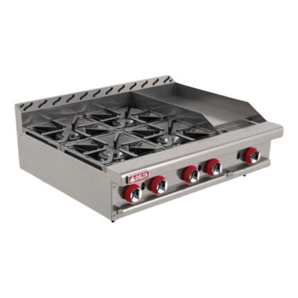 DELTA Parilla con 4 Quemadores y Plancha 12” a Gas MIX DELTA 2-G-2-Q