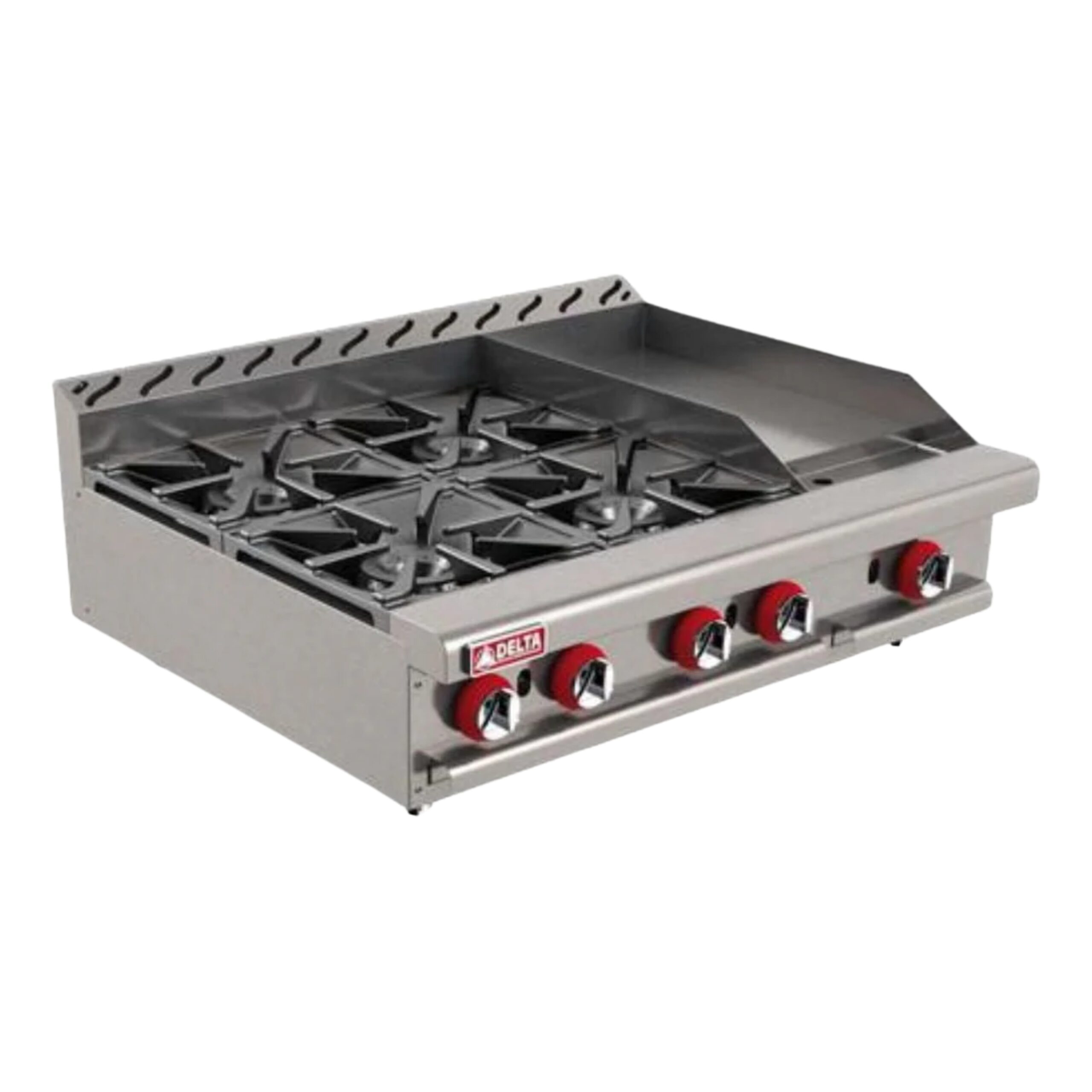 DELTA Parilla con 4 Quemadores y Plancha 12” a Gas MIX DELTA 2-G-2-Q
