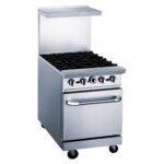 MIGSA Estufa Comercial A Gas De 4 Quemadores Y Horno Con Respaldo MIGSA DCR24-4Q