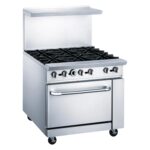 MIGSA Estufa Comercial A Gas De 6 Quemadores Y Horno Con Respaldo MIGSA DCR36-6Q