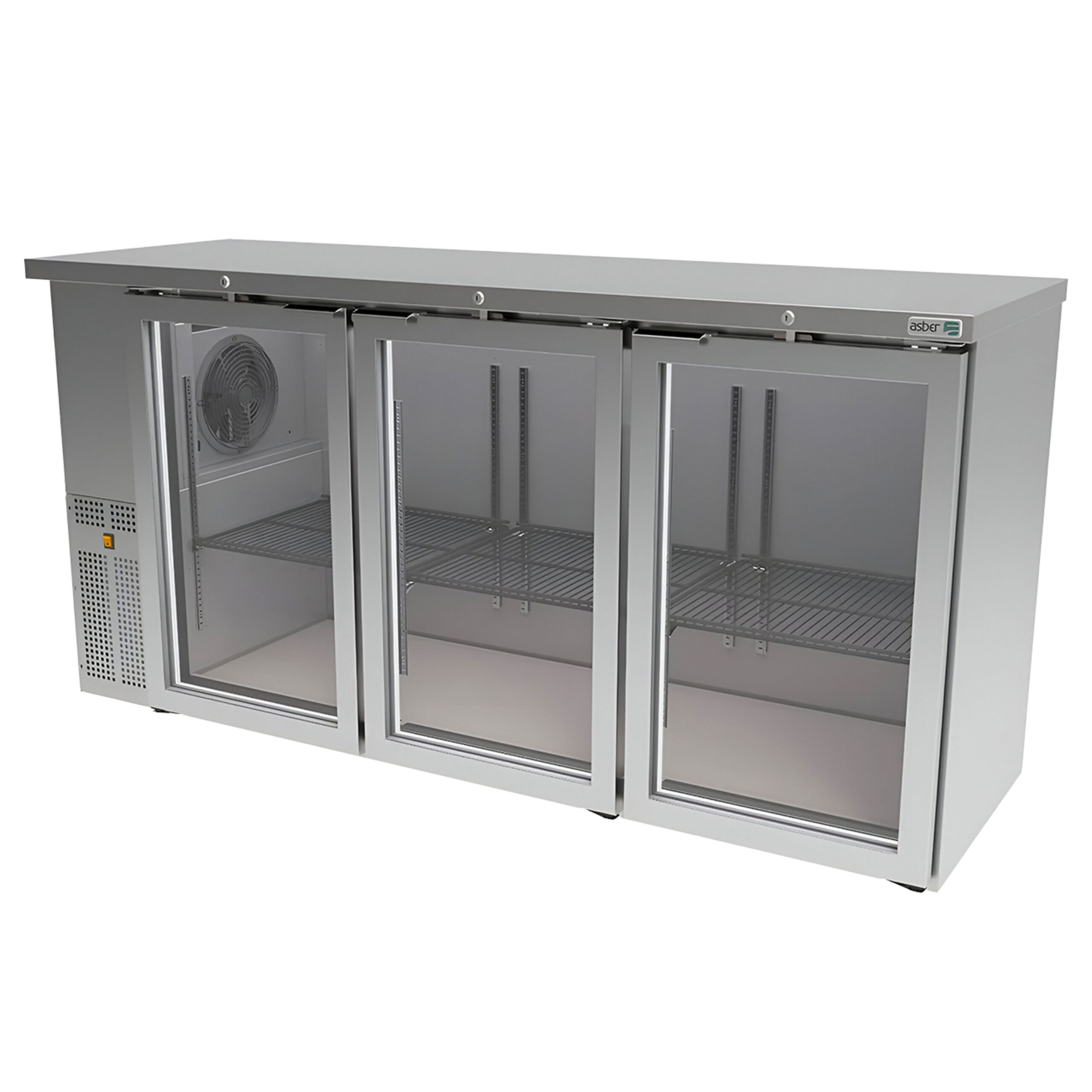 ASBER ABBC-24-72-SG HC Refrigerador Contrabarra con 3 Puertas de Cristal en Acero Inoxidable – 18.3 ft³ ASBER