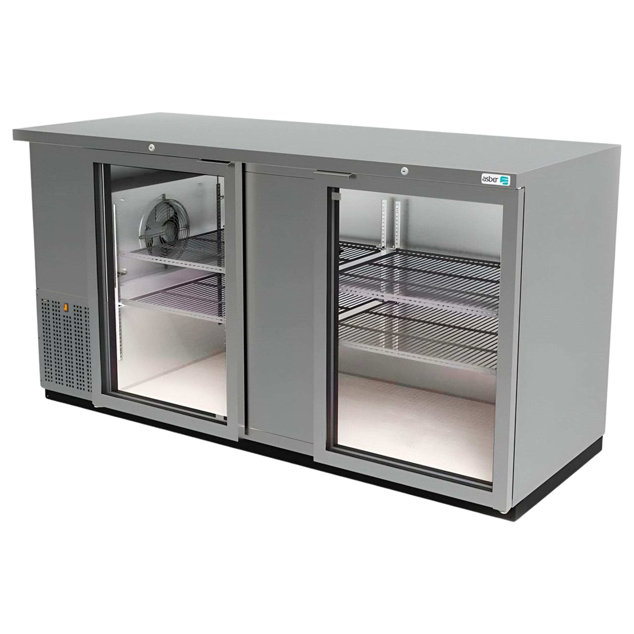 ASBER ABBC-68-SG HC Refrigerador Contrabarra con 2 Puertas de Cristal en Acero Inoxidable – 23.3 ft³ ASBER