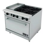 ASBER AEMR-G12-B4-36 Estufa a Gas de 4 Fuegos Abiertos + Plancha 12″ + Horno de 36″ ASBER