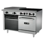 ASBER AEMR-G24-B4-48-H Estufa a Gas de 4 Fuegos Abiertos + Plancha 24″ + Gratinador + Horno de 24″ ASBER