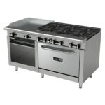ASBER AEMR-G24-B6-60-H Estufa a Gas de 6 Fuegos Abiertos + Plancha 24″ + Gratinador + Horno de 36″ ASBER