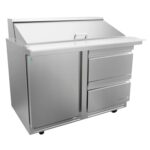 ASBER APTM-48-18-D2 P HC Mesa Refrigerada de Preparación Mega-Top con 1 Puerta + 2 Cajones Premium ASBER