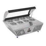 MIGSA BASE REFRIGERADA DE 8 INSERTOS DE SOBRE MESA CON TAPA RTW-67L
