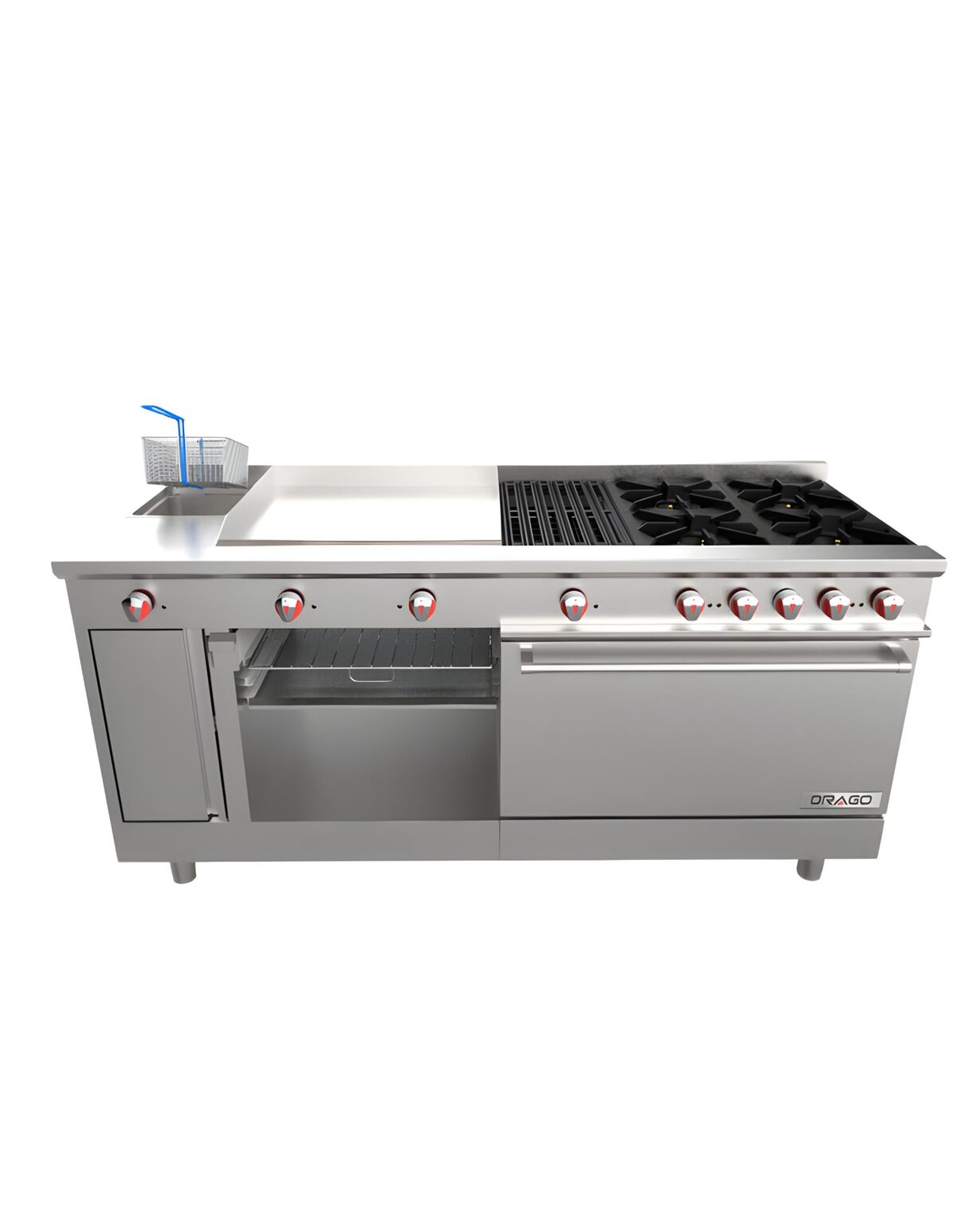 DRAGO Estufa 4 Quemadores, Horno, Asador de 1 Pie, Plancha de 2 Pies